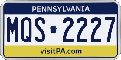 PA license plate MQS2227