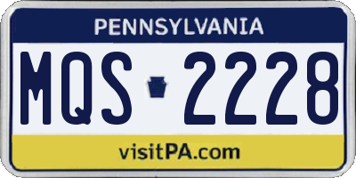 PA license plate MQS2228