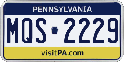 PA license plate MQS2229