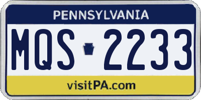 PA license plate MQS2233