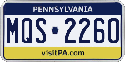 PA license plate MQS2260
