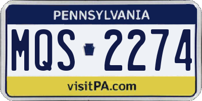 PA license plate MQS2274