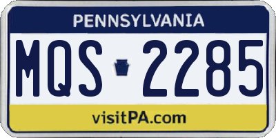 PA license plate MQS2285