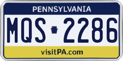 PA license plate MQS2286