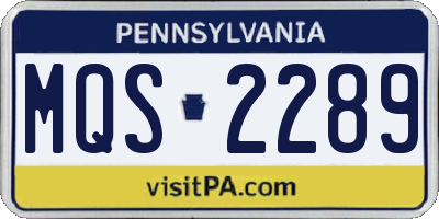PA license plate MQS2289