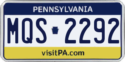 PA license plate MQS2292
