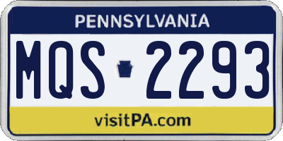 PA license plate MQS2293