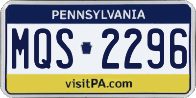 PA license plate MQS2296