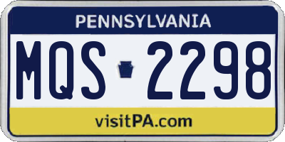 PA license plate MQS2298