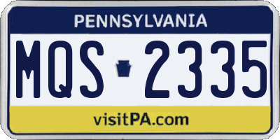 PA license plate MQS2335