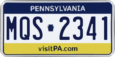 PA license plate MQS2341