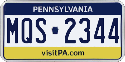 PA license plate MQS2344