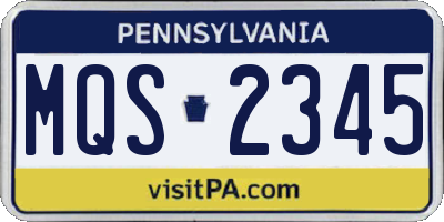 PA license plate MQS2345