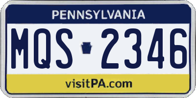 PA license plate MQS2346