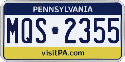 PA license plate MQS2355