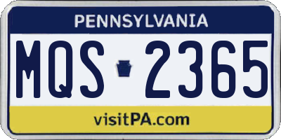 PA license plate MQS2365
