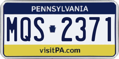 PA license plate MQS2371
