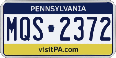 PA license plate MQS2372