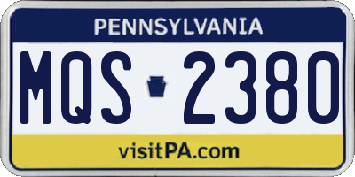 PA license plate MQS2380