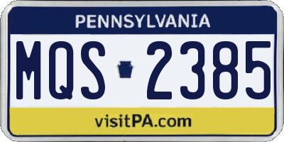 PA license plate MQS2385
