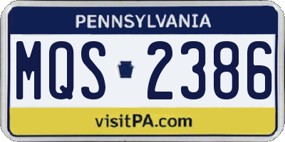 PA license plate MQS2386