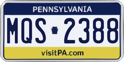 PA license plate MQS2388
