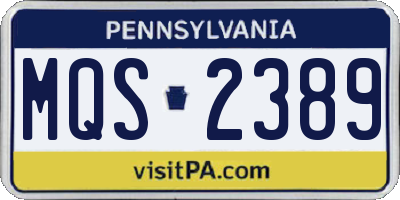 PA license plate MQS2389