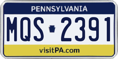 PA license plate MQS2391