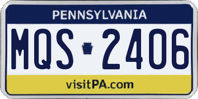 PA license plate MQS2406