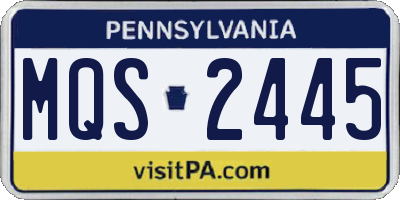 PA license plate MQS2445