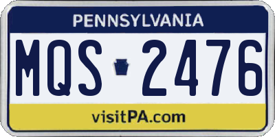PA license plate MQS2476