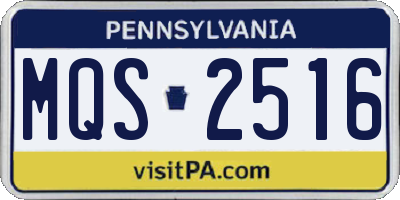 PA license plate MQS2516