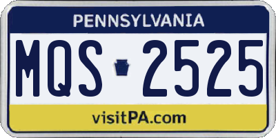 PA license plate MQS2525