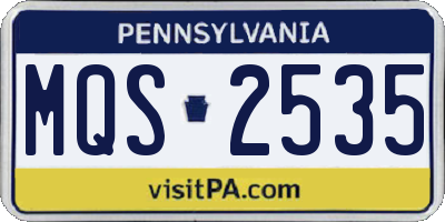 PA license plate MQS2535