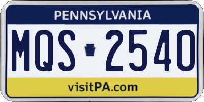 PA license plate MQS2540