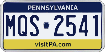 PA license plate MQS2541