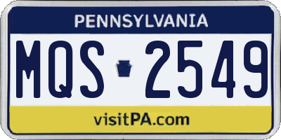 PA license plate MQS2549