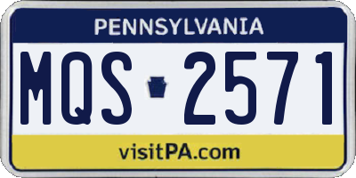 PA license plate MQS2571