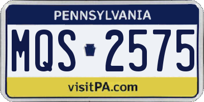 PA license plate MQS2575