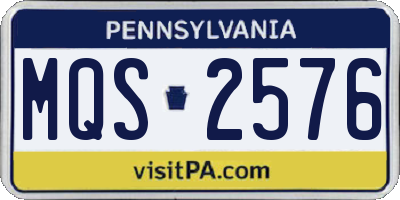 PA license plate MQS2576