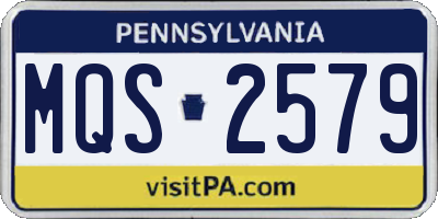 PA license plate MQS2579