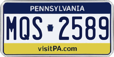 PA license plate MQS2589