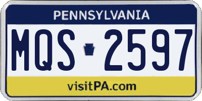 PA license plate MQS2597
