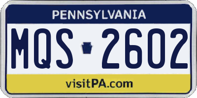 PA license plate MQS2602