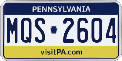 PA license plate MQS2604