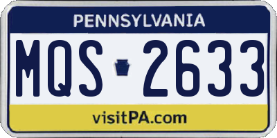 PA license plate MQS2633