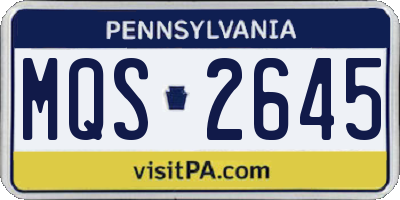 PA license plate MQS2645