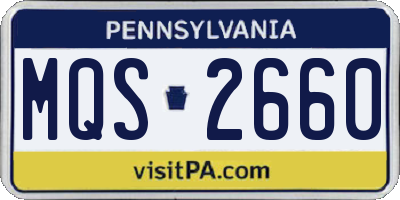 PA license plate MQS2660