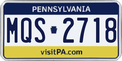 PA license plate MQS2718