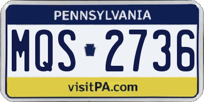 PA license plate MQS2736